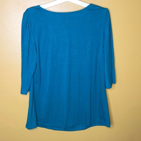 a.n.a. Blouse Maternity Teal Cowl Neck L - Picture 2 of 6